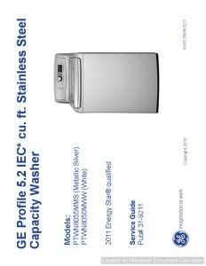 GE PTWN8055MMS Profile 5.2 IEC cu. ft. Stainless Steel Service Manual