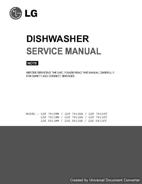 LG LDF 7810BB  Dishwasher Repair Service Manual