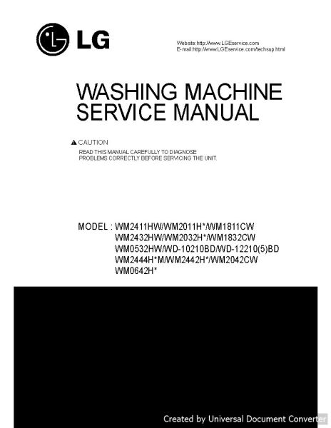 LG WM2032H Washer Repair Service Manual