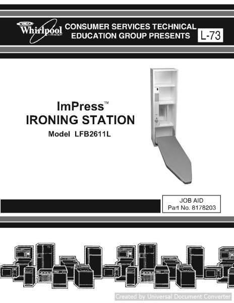 Whirlpool LFB2611L Impress Ironing Station Service Manual