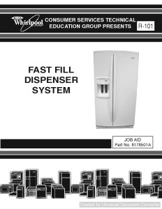 Whirlpool Refrigerator R-101 Fast Fill Dispense System Service Manual
