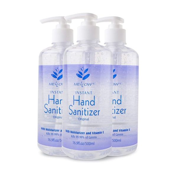 Mellow Hand Sanitizer Gel Fresh Clean Scent-with Moisturizer and Vitamin E-17fl oz-3 Pack