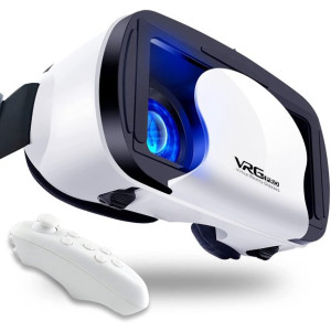 VR Headset with Controller Adjustable 3D VR Glasses Virtual Reality Headset HD Blu-ray Eye Protected Support 5~7 Inch for Android/Phone/windows