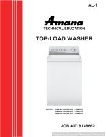 Amana NTW5705T Top Load Washer Service Manual