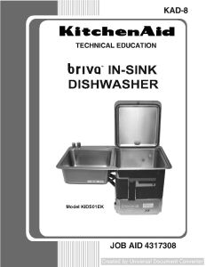KitchenAid KIDS01EK Briva In-Sink Dishwasher Manual