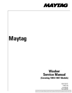 Maytag MAH9700AW 27 inch front load washer Manual
