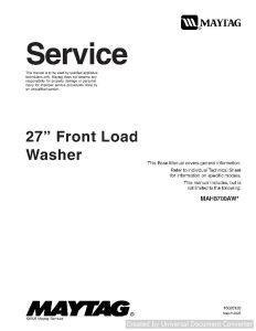 Maytag MAH8700AW 27” Front Load Service Manual