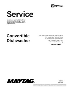 Maytag MDC4650AW Convertible Tall Tub Dishwasher Service Manual