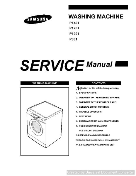 Samsung P801 Washing Machine Service Manual