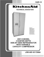 Whirlpool Refrigerator KAR-12 KA 2001 K Model Counter Depth SxS Refrigerator with Variable Capacity Compressor Service Manual
