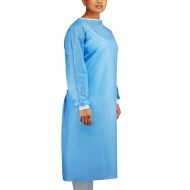 50 pk, Nonwoven 100% Polyester Disposable Medical Isolation Gown, 45gsm