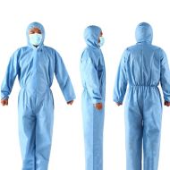 Flmtop Unisex Disposable Non Woven Zip Isolation Gown Overall Coverall Protective Suit White