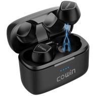 COWIN KY02 True Wireless Earbuds Bluetooth Wireless Headphones with Microphone Bluetooth Earbuds Stereo Calls Extra Bass Touch Control 35H Playtime for Workout (Charging Case Included) - Black