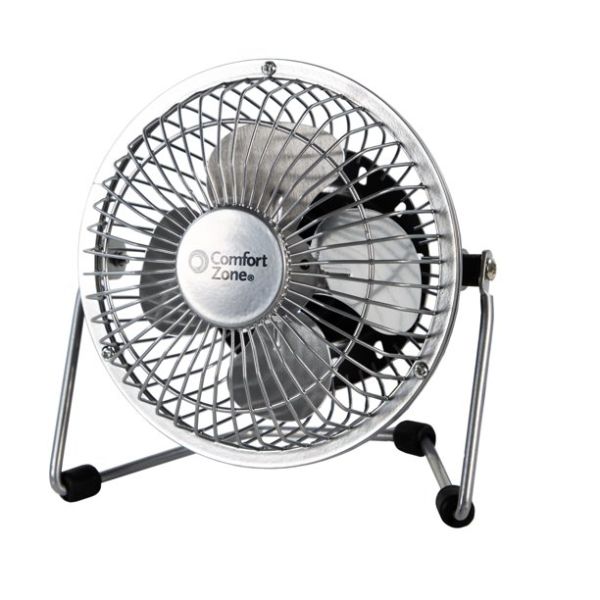 Comfort Zone 4" Quiet High-Velocity Portable Fan, Silver
