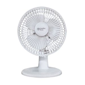 Comfort Zone 6" 2-Speed Quiet Portable Indoor Desk Fan with Stable Base and Adjustable Tilt, White