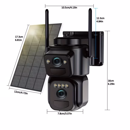 Solar-Powered Wireless Outdoor Security Camera Dual-Lens