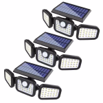 Three Head Solar Wall Lights, Foldable And Rotatable