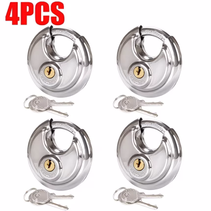 Set of 4 Stainless Steel Round Padlocks