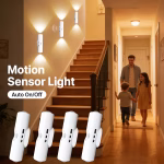 4pcs White Wall-Mounted Smart Motion Sensor Lights