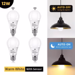 4pcs Motion Sensor Light Bulb 12W 60W