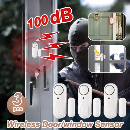 3pcs Portable 100 Decibel Independent Door Magnetic Anti-theft Alarm System