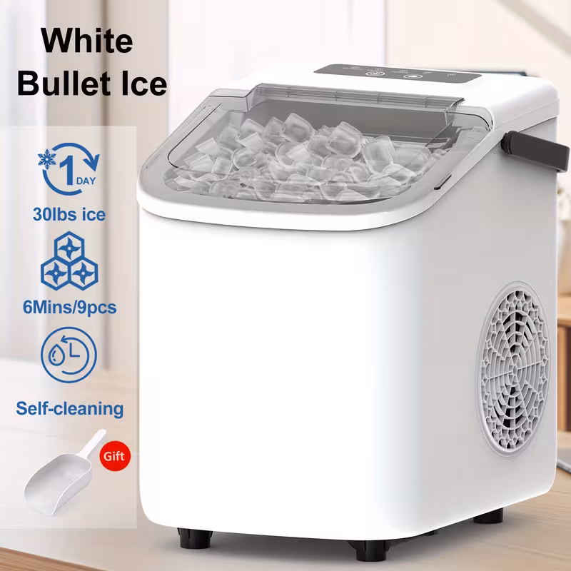 Ice maker 0003 Countertop Ice Maker Featuring a Handle, Capable of Producing 9 Bullet-Shaped Ice Cubes - Image 1