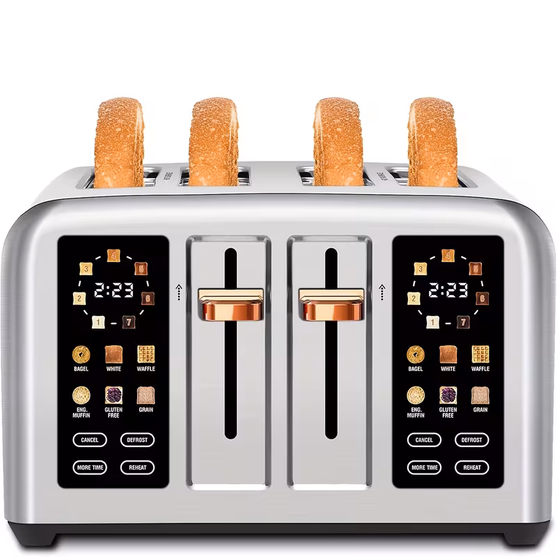 toaster 0008 Dual-control Touch Screen4 Stainless Steel Intelligent Toasters - Image 1